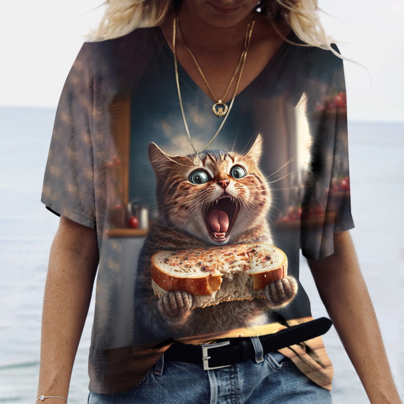 Fun Cat Food Pattern T Shirt F - 3D Printing In Food review and price