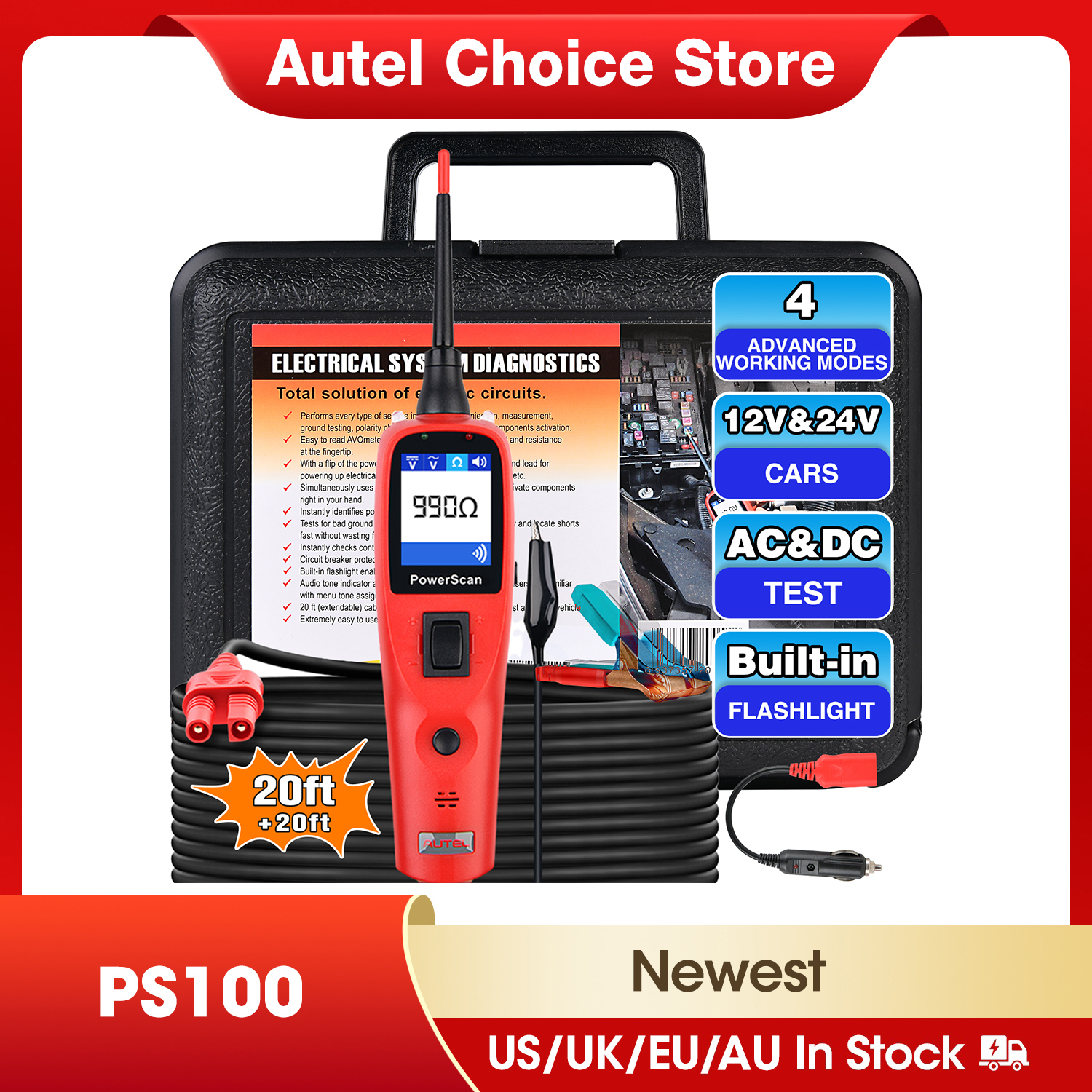Autel PowerScan PS100 12V 24V  - 3D Printing Online review and price